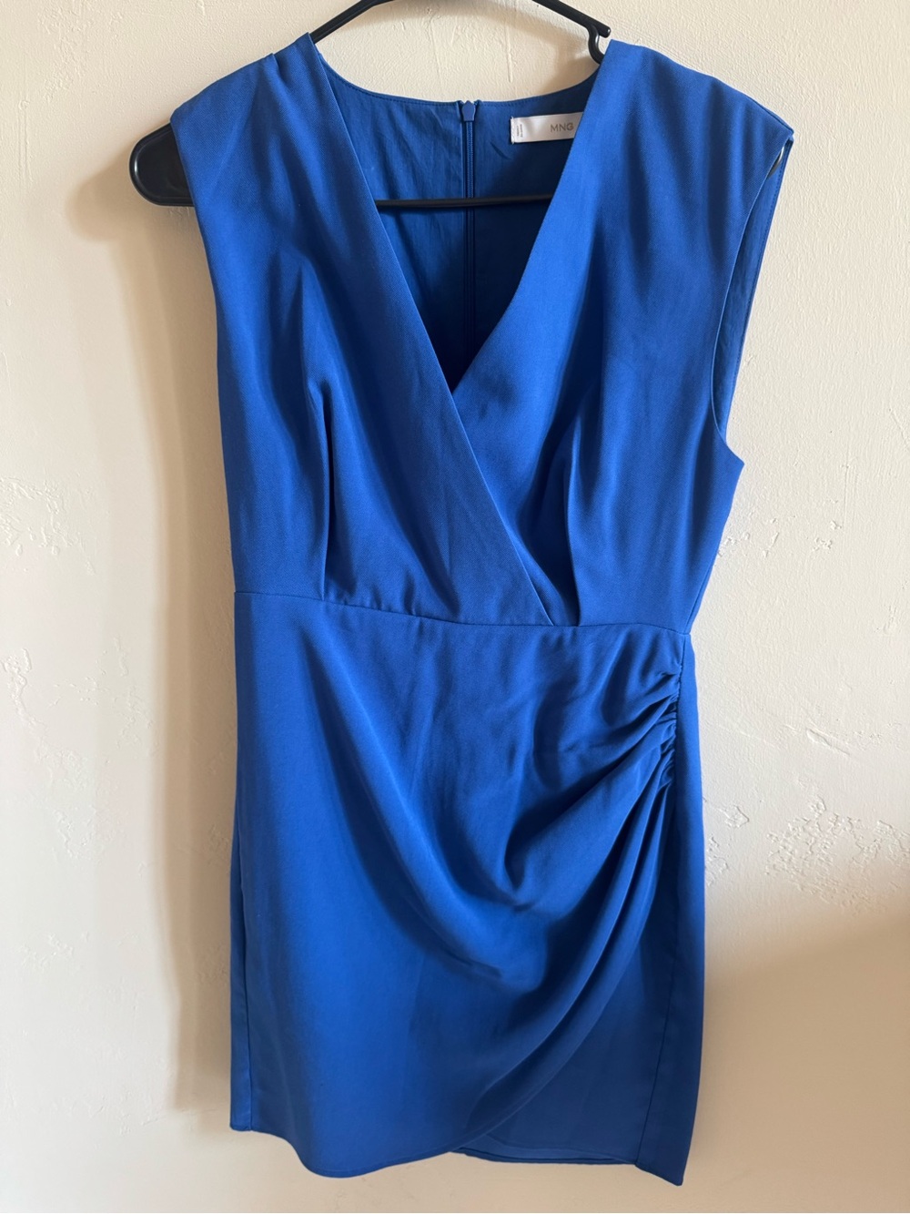 Mango Royal Blue Faux-Wrap Mini Dress